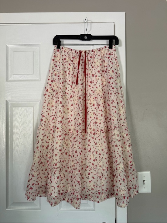 Baevely Dresses & Skirts - Baevely Floral Tiered Maxi Long Skirt Cream Floral Cottagecore